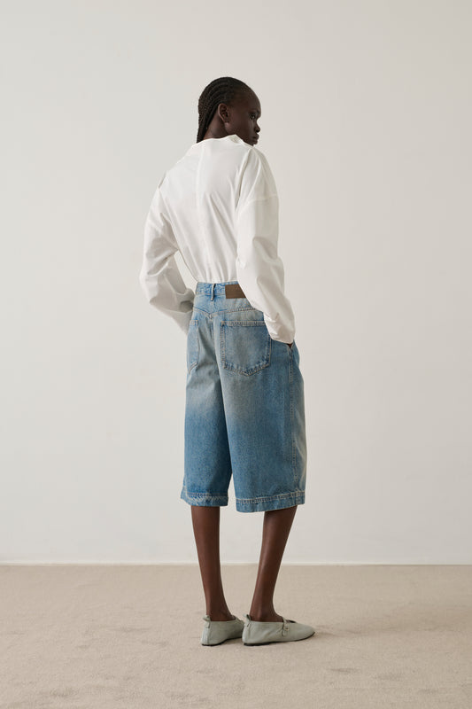 Bermuda Francis - Denim Bleu Délavé - Coton - Femme